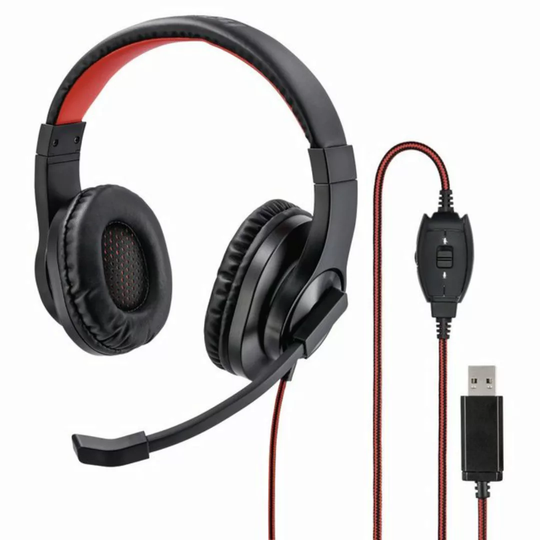 Hama Hama HS-USB400 Headset Wollstrickmütze Binaural Schwarz, Rot Headset günstig online kaufen