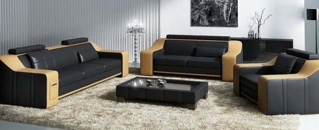 JVmoebel Sofa Schwarz-weiße Sofagarnitur luxus Design 3+2+1 Sitzer Modern N günstig online kaufen