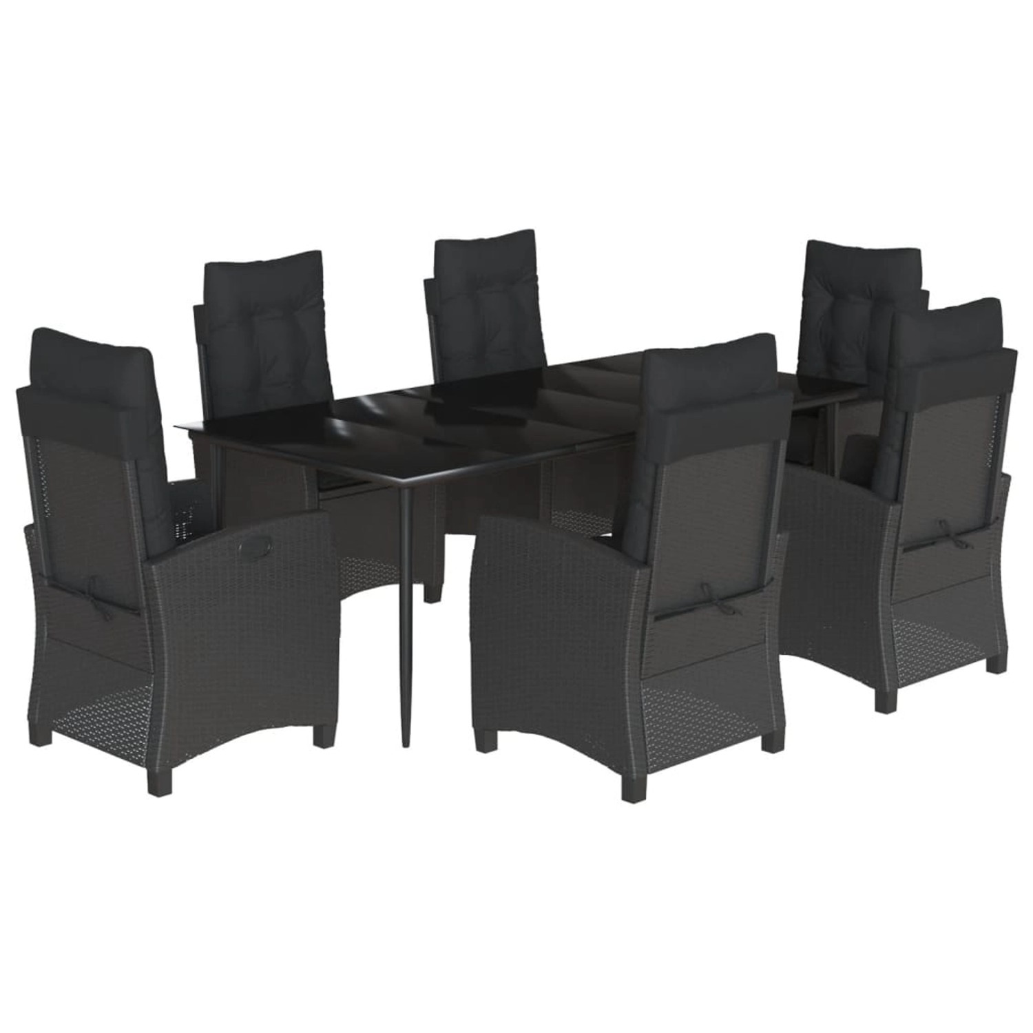 vidaXL 7-Tlg Garten-Essgruppe mit Kissen Schwarz Poly Rattan 3212749 günstig online kaufen