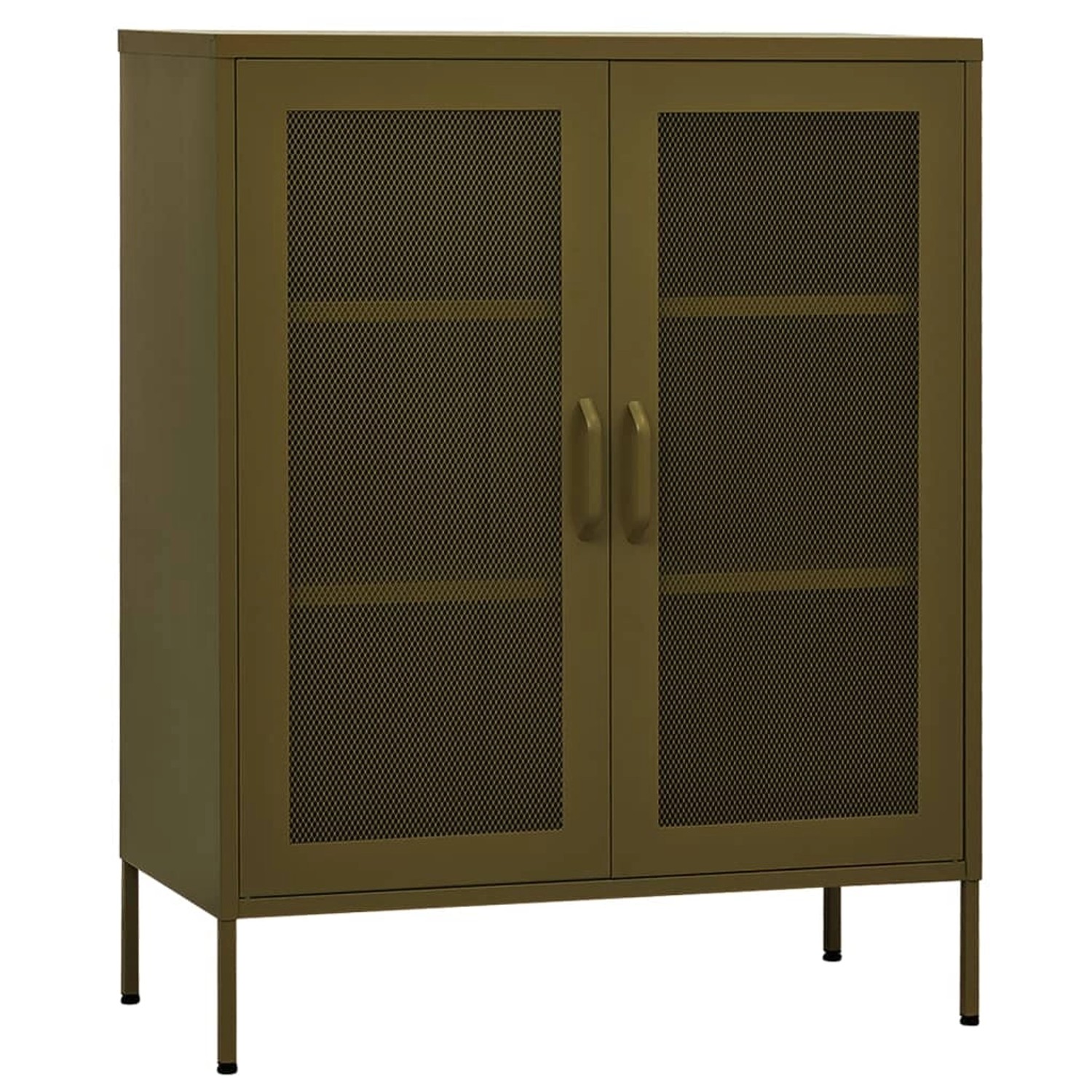 vidaXL Vitrine Vitrine Schrank Olivgrün 80x35x101,5 cm Stahl günstig online kaufen