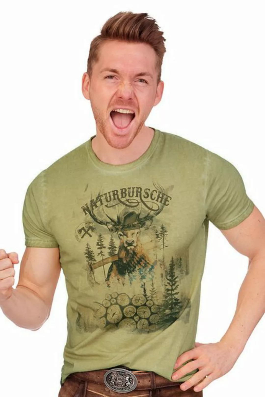 MarJo Trachtenshirt Trachtenshirt Herren - GUIDO - hellgrau, sand antik günstig online kaufen