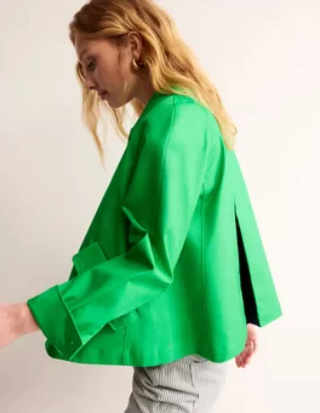 Kurzer Trenchcoat Damen Boden, Strahlendes Grün mit knalligem Marineblau günstig online kaufen