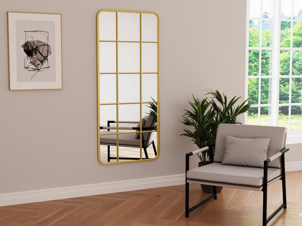 Spiegel Fenster-Optik- 60 x 140 cm - Metall - Goldfarben - SCIARA günstig online kaufen