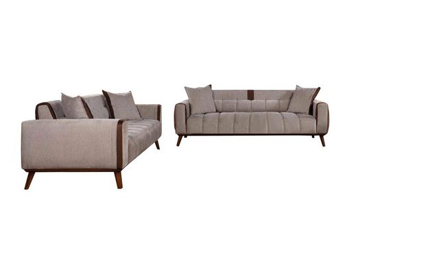 JVmoebel Sofa Braune Sofagarnitur 3+3+1 Sitz Sofas Couch Polster Garnitur M günstig online kaufen