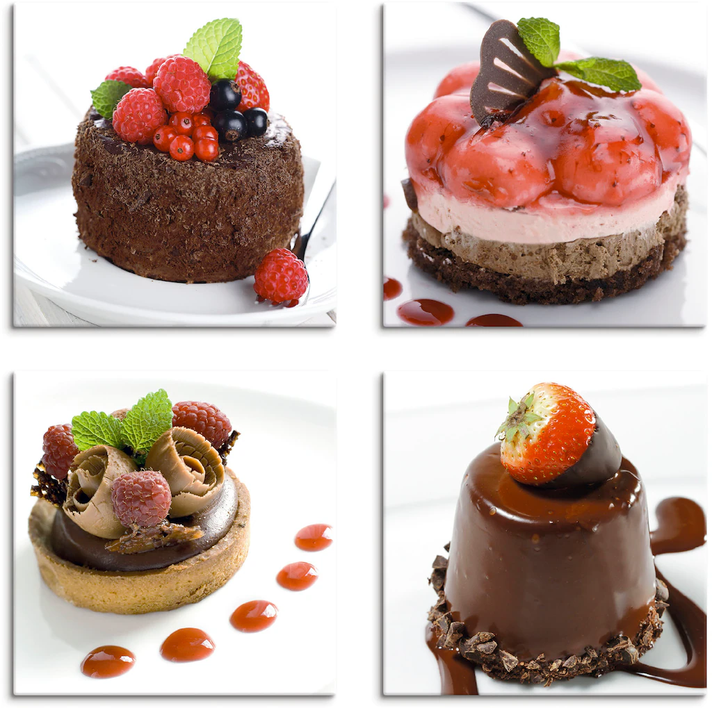 Artland Leinwandbild »Kuchen & Desserts«, Süßspeisen, (4 St.), 4er Set, ver günstig online kaufen