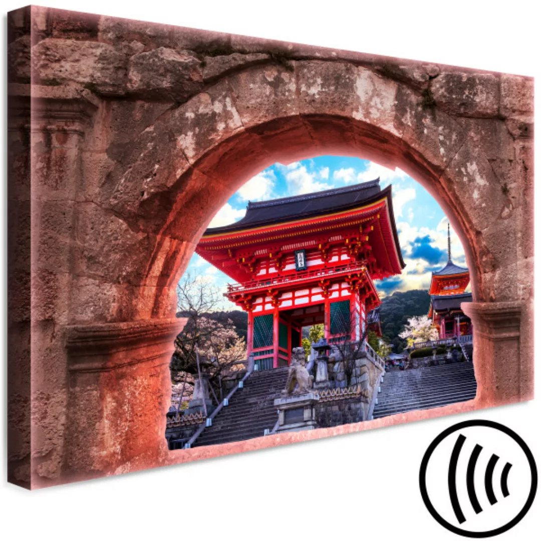 Bild auf Leinwand Fenster mit Pagodenansicht - Komposition mit japanischem günstig online kaufen