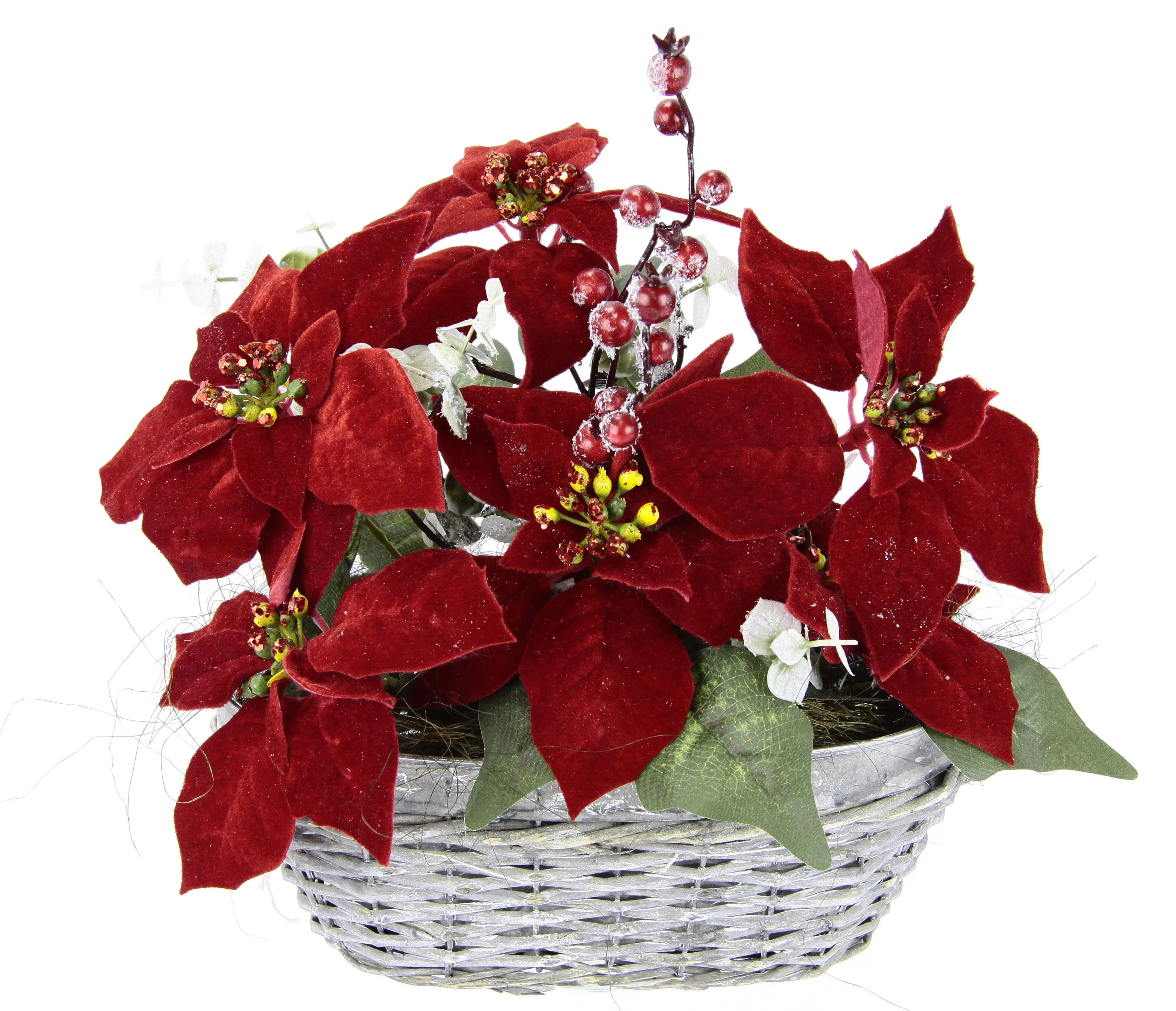 I.GE.A. Kunstblume "Arrangement", Poinsettia Beeren im Korb günstig online kaufen