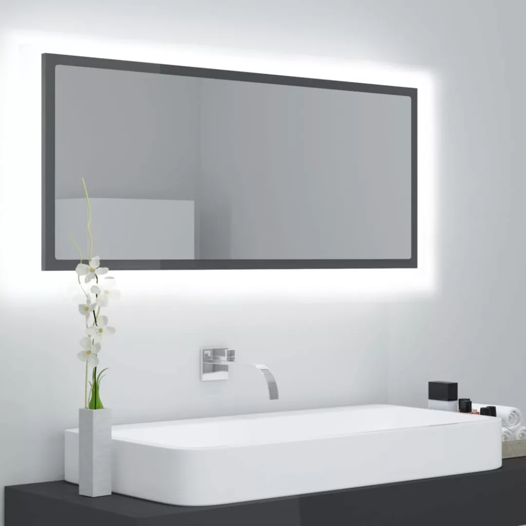 Led-badspiegel Hochglanz-grau 100x8,5x37 Cm Spanplatte günstig online kaufen
