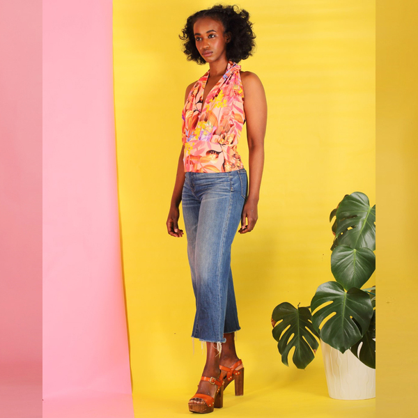 Neckholder Shirt Taminah Mit Floralem Muster Rückenfrei günstig online kaufen