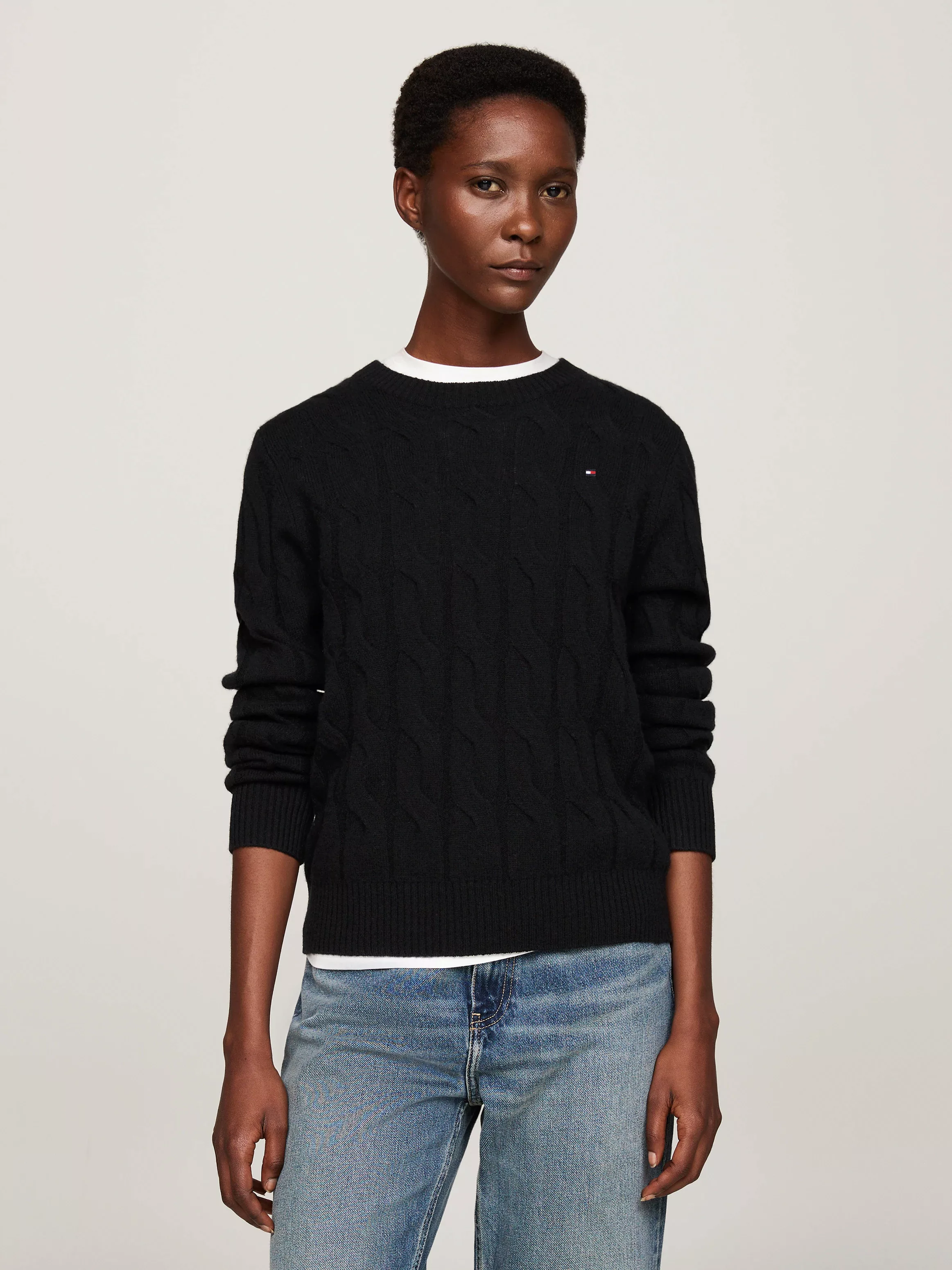 Tommy Hilfiger Strickpullover "SOFT WOOL CABLE C-NK", mit Zopfmuster, Rundh günstig online kaufen