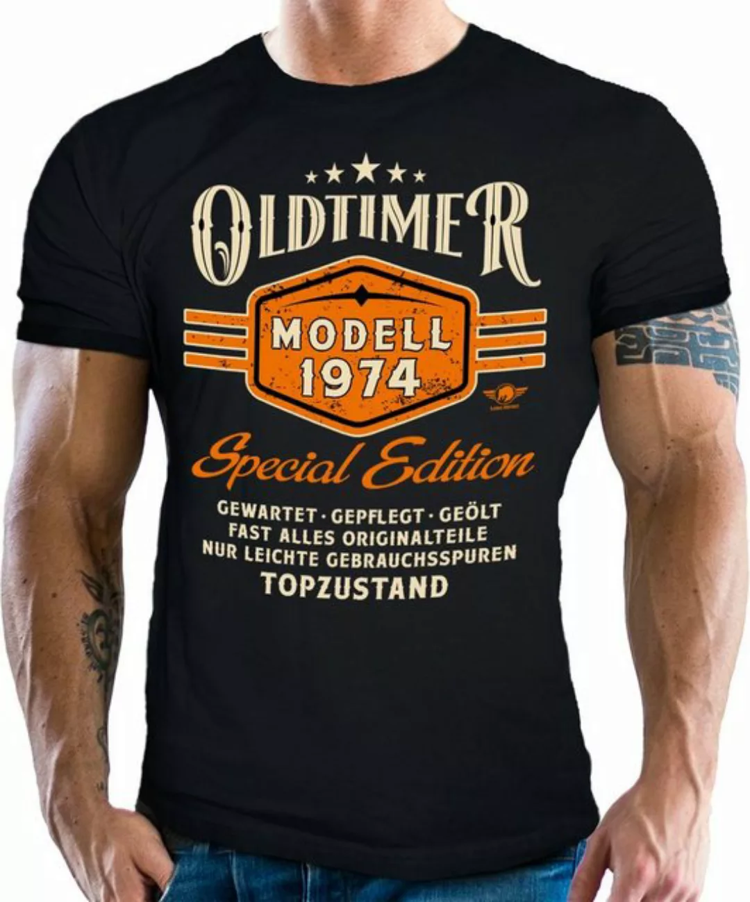 LOBO NEGRO® T-Shirt als Geschenk zum 50. Geburtstag: Oldtimer Modell 1974 i günstig online kaufen