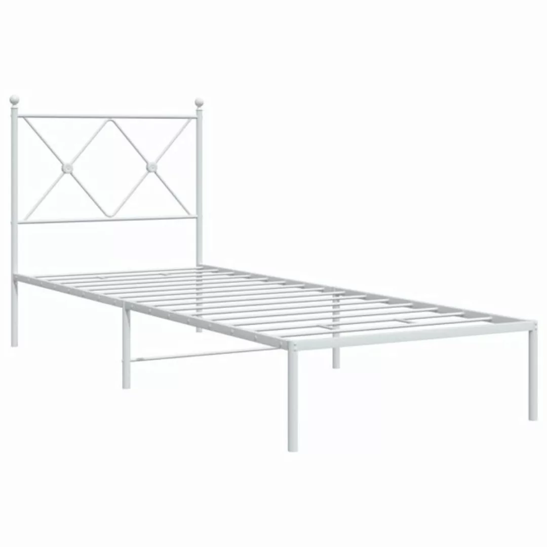 vidaXL Bettgestell, Bettrahmen mit Kopfteil Metall Weiß 80x200 cm günstig online kaufen