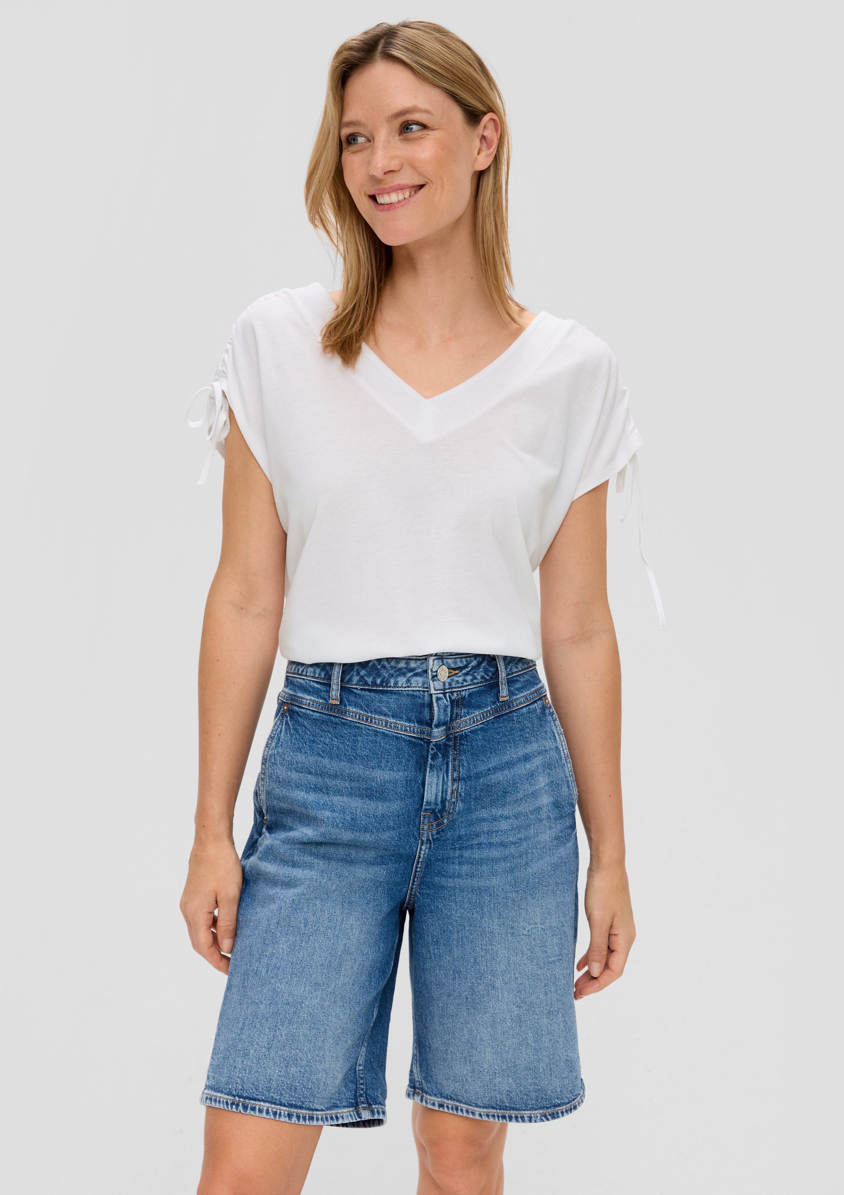 s.Oliver Kurzarmshirt Ärmelloses Shirt mit Bindedetails günstig online kaufen