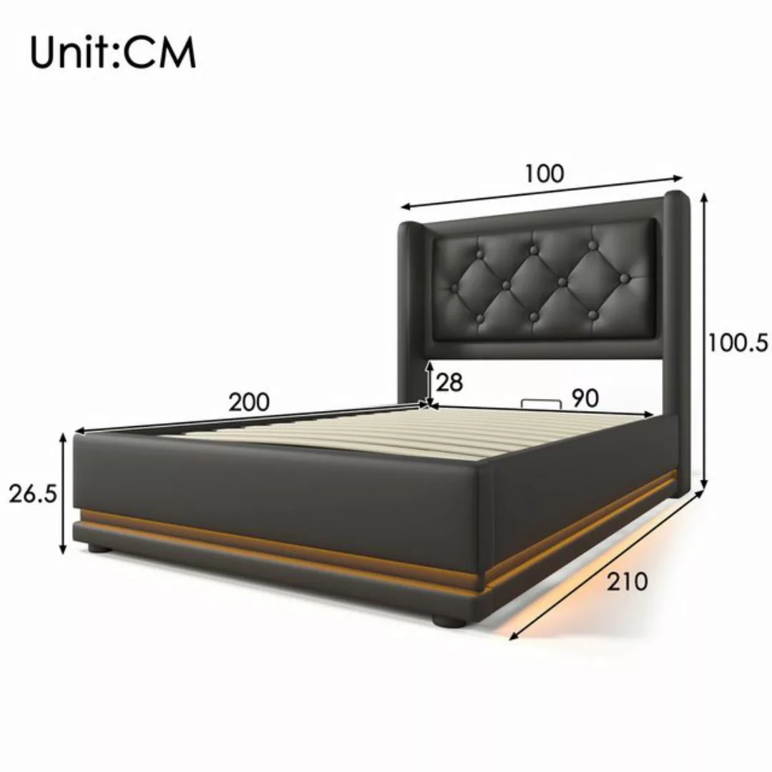 HAUSS SPLOE Polsterbett 90x200 Hydraulisches Stauraum mit Ladefunktion, Wei günstig online kaufen
