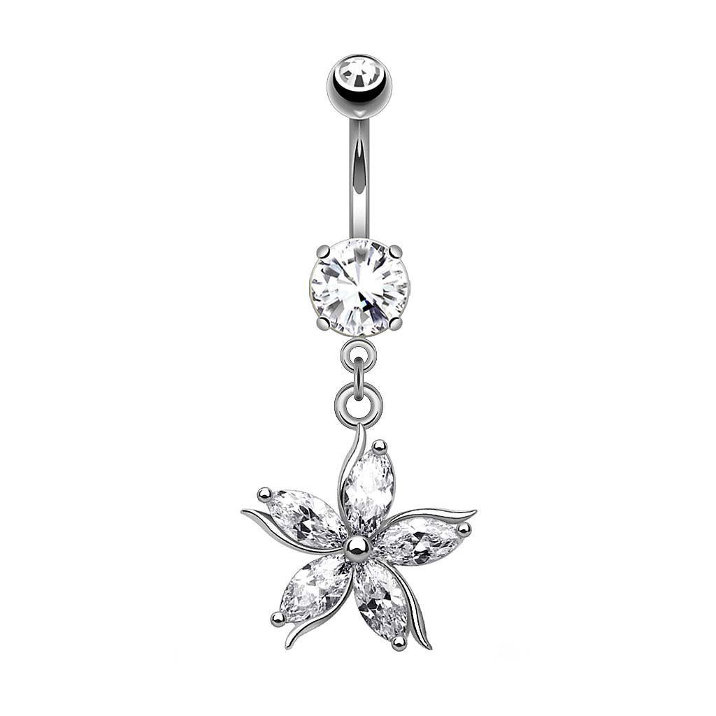 Taffstyle Bauchnabelpiercing Piercing Chirurgenstahl Kristall Blumen, günstig online kaufen