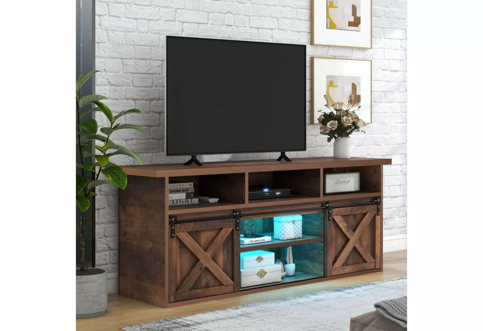 BlingBin TV-Schrank Sideboard (1-St) Schiebetüren, Anpassbare Regalböden, 1 günstig online kaufen