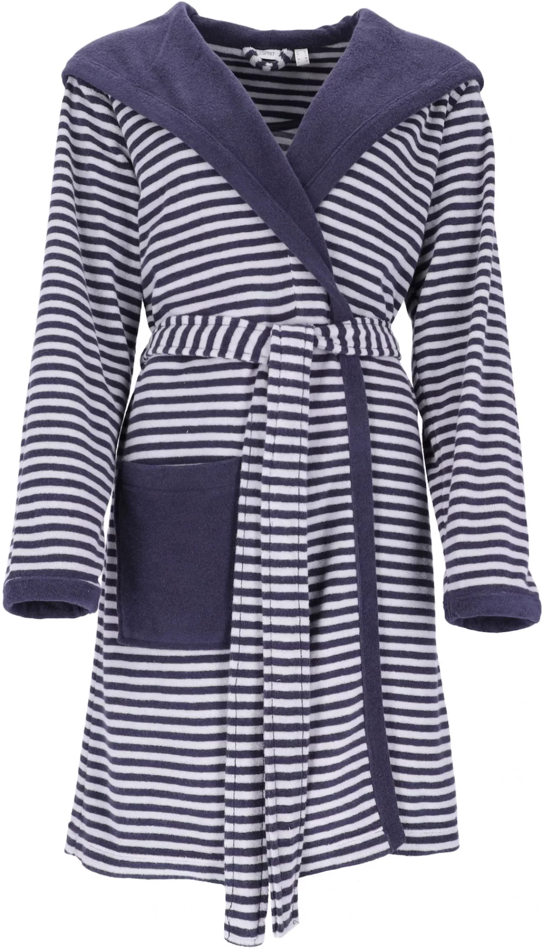 Esprit Damenbademantel "Striped Hoody", (1 St.), gestreift, mit Kaputze & L günstig online kaufen