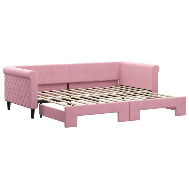 vidaXL Gästebett Gästebett Tagesbett Ausziehbar Rosa 90x200 cm Samt Bett Be günstig online kaufen