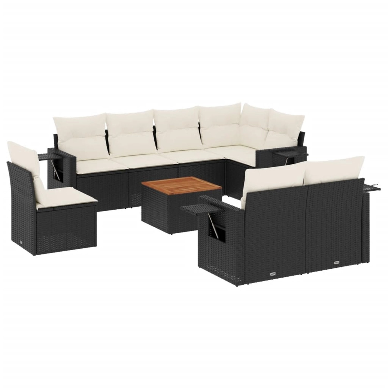vidaXL 9-Tlg Garten-Sofagarnitur mit Kissen Schwarz Poly Rattan 3256987 günstig online kaufen