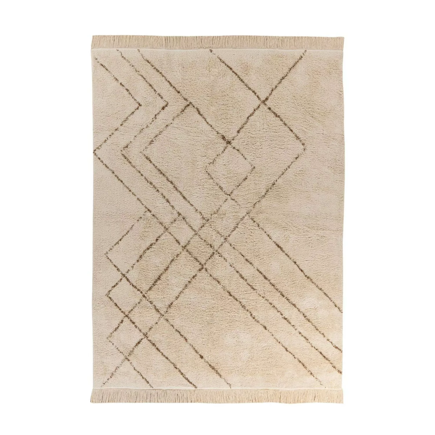 MeGusta Kurzflor Teppich Modern Creme Braun pflegeleicht 120 x 170 cm günstig online kaufen