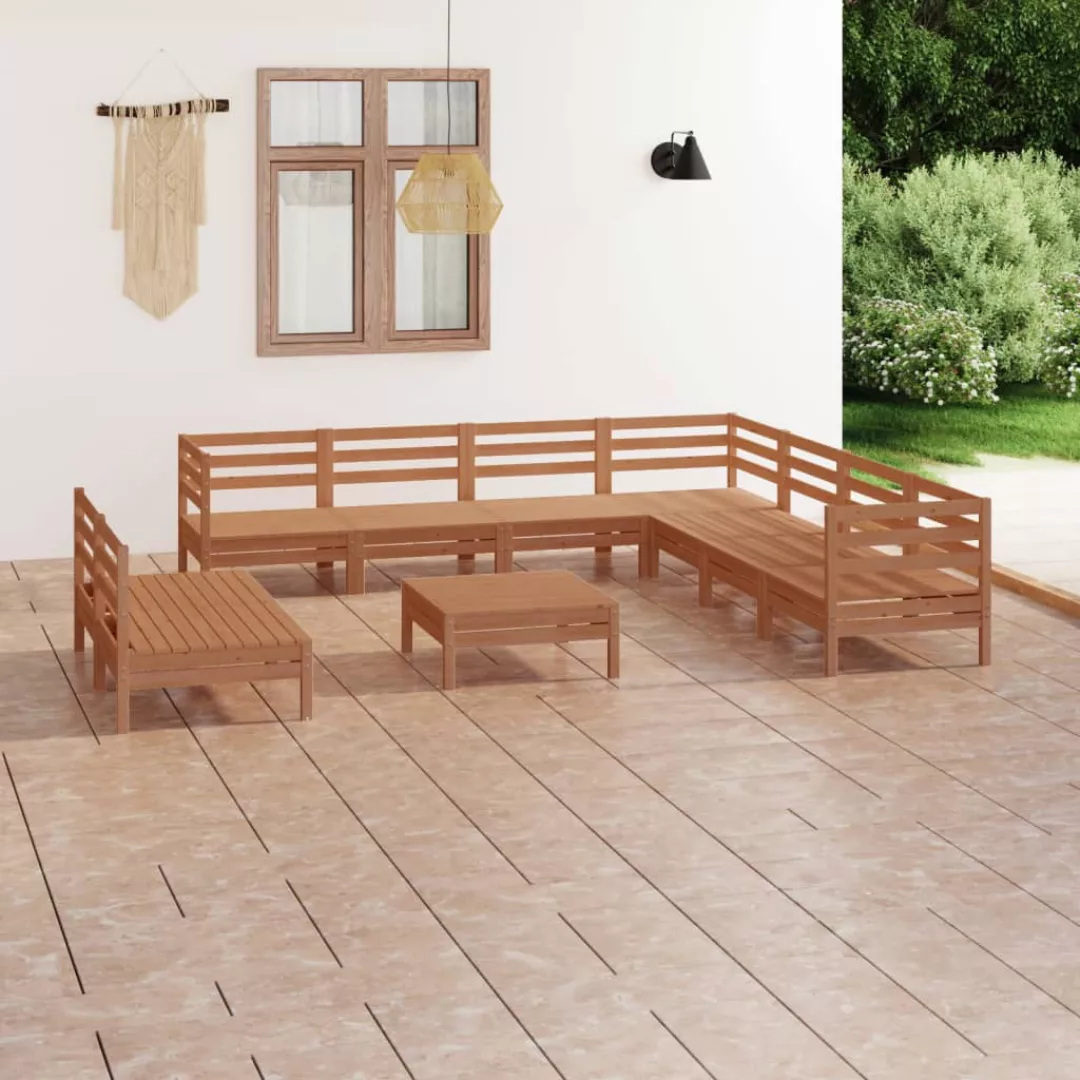 10-tlg. Garten-lounge-set Massivholz Kiefer Honigbraun günstig online kaufen