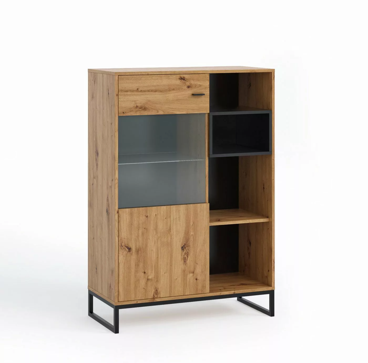 Furnix Vitrine RELIO WIT90 Highboard mit Metallgestell Weiß o. Artisan B90 günstig online kaufen