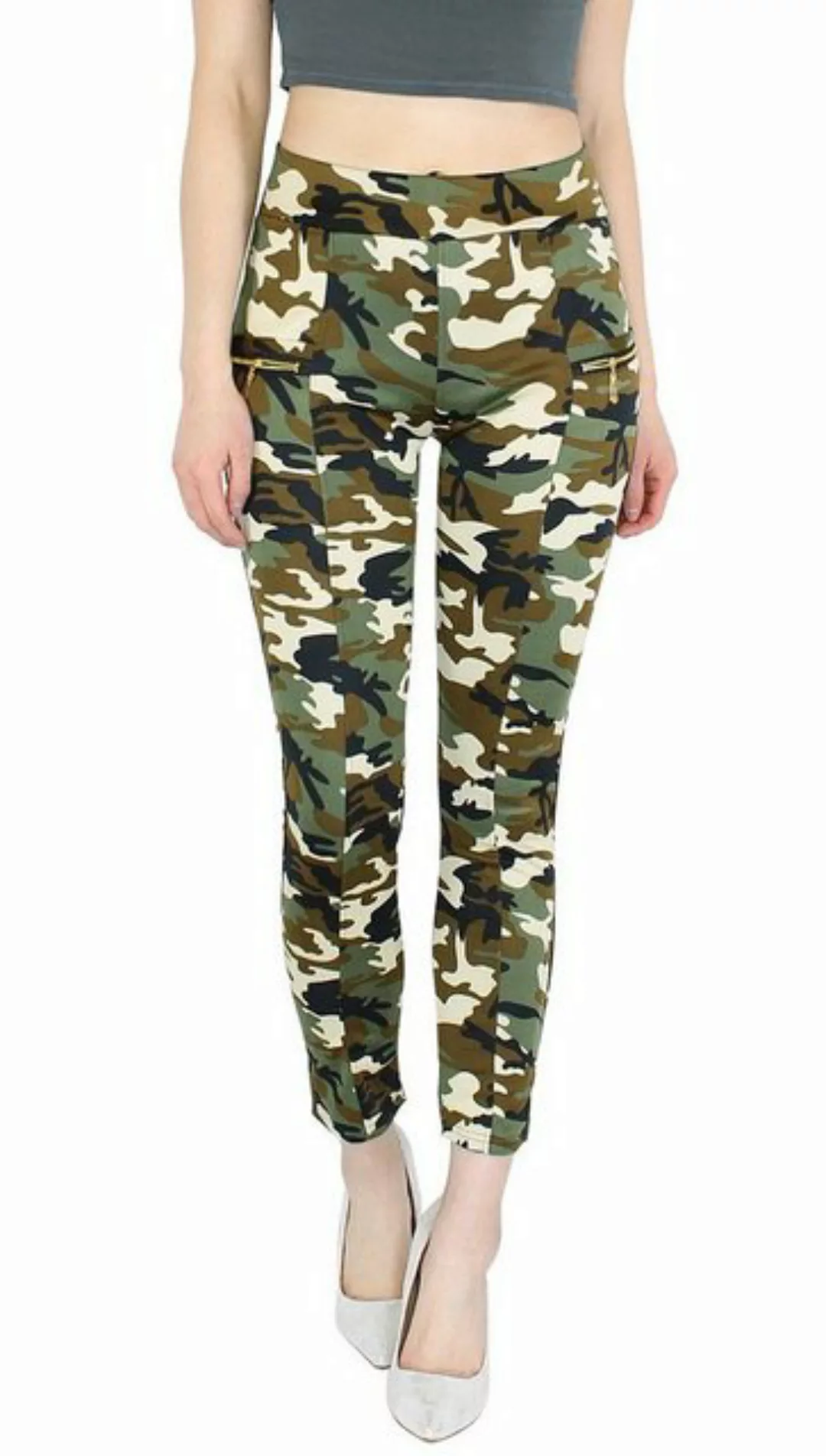 dy_mode Röhrenhose Damen Röhrenhose Treggings Camouflage Muster Stoff Hose günstig online kaufen