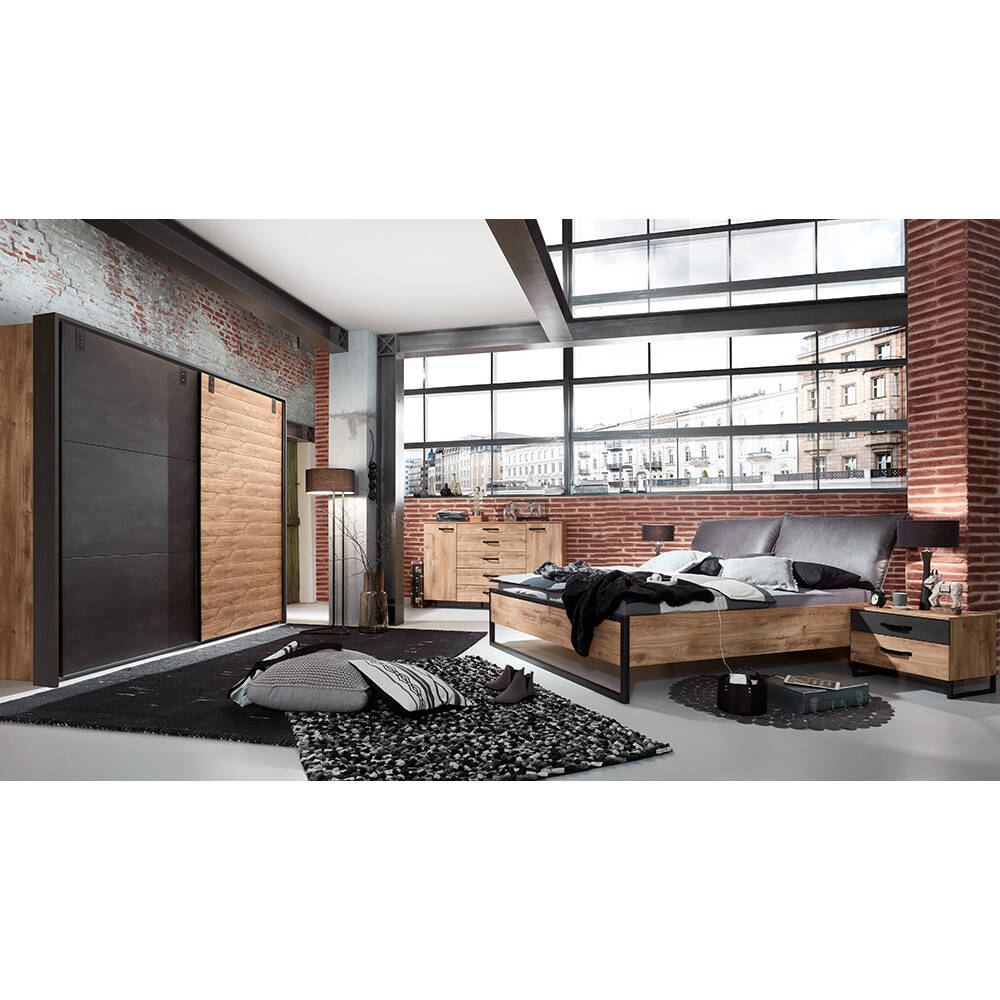Schlafzimmer Set 5-tlg. DAVENPORT-43 mit Bett 160x200 in Eiche günstig online kaufen