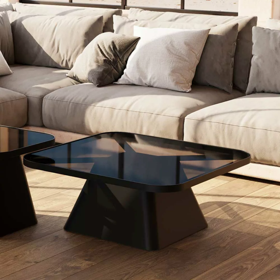 Couchtisch Sofatisch in quadratischer Form aus Glas und Stahl günstig online kaufen