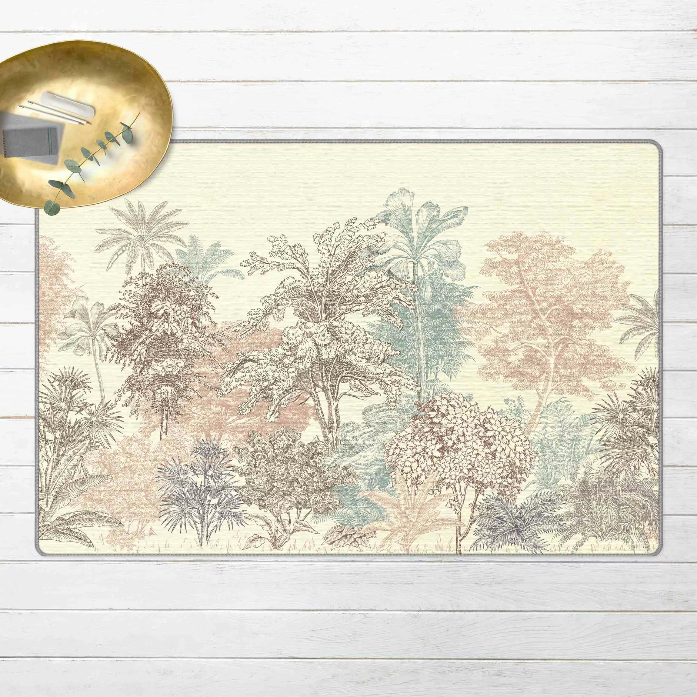 Teppich Tropenwald mit Palmen in Pastell günstig online kaufen
