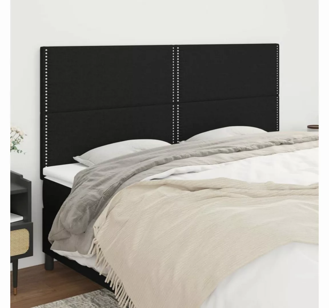 vidaXL Bett, Kopfteile 4 Stk. Schwarz 90x5x78/88 cm Stoff günstig online kaufen