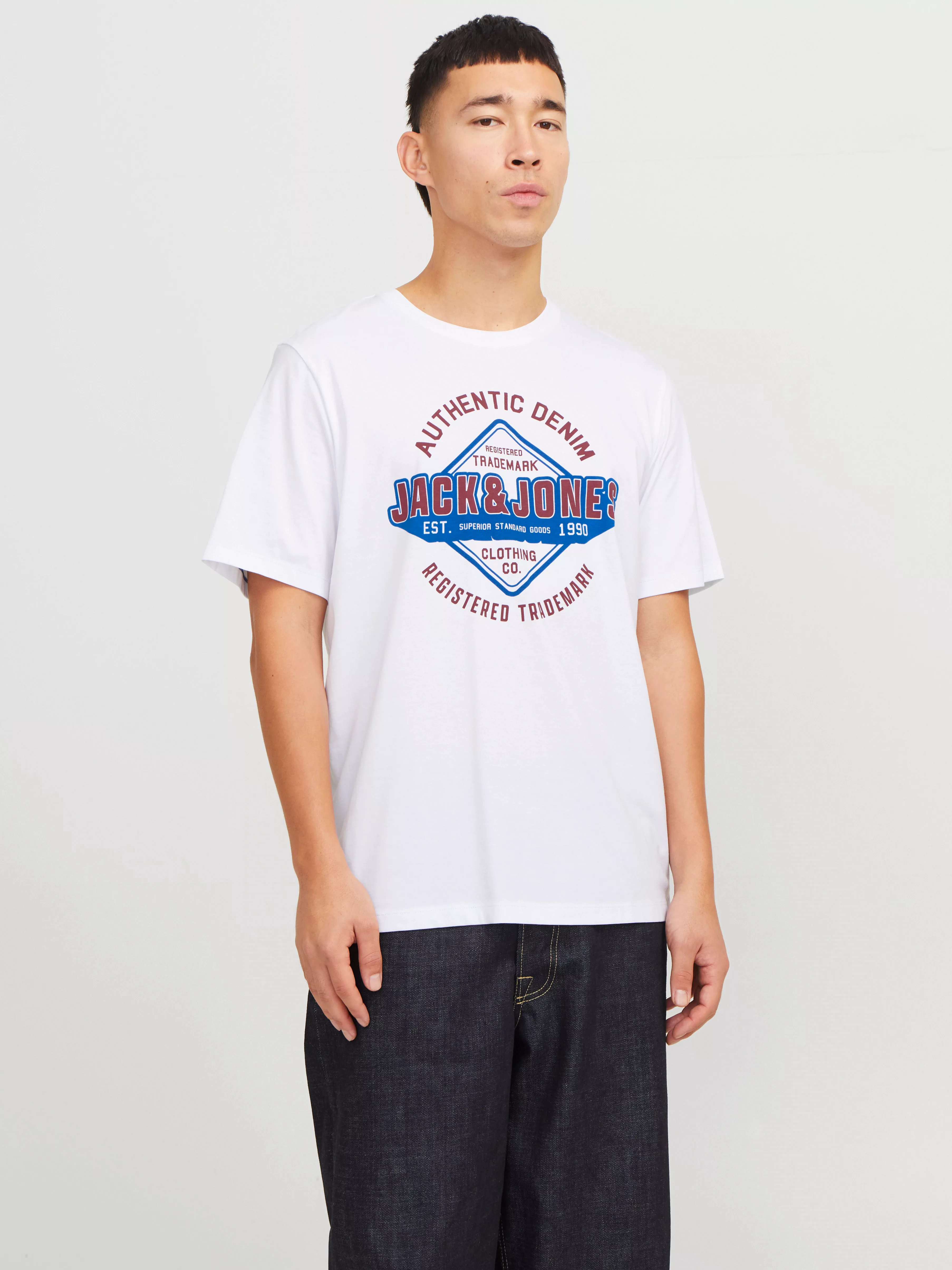 Jack & Jones Rundhalsshirt "JJELOGO TEE SS O-NECK 2 COL SS25 SN", mit Logo günstig online kaufen