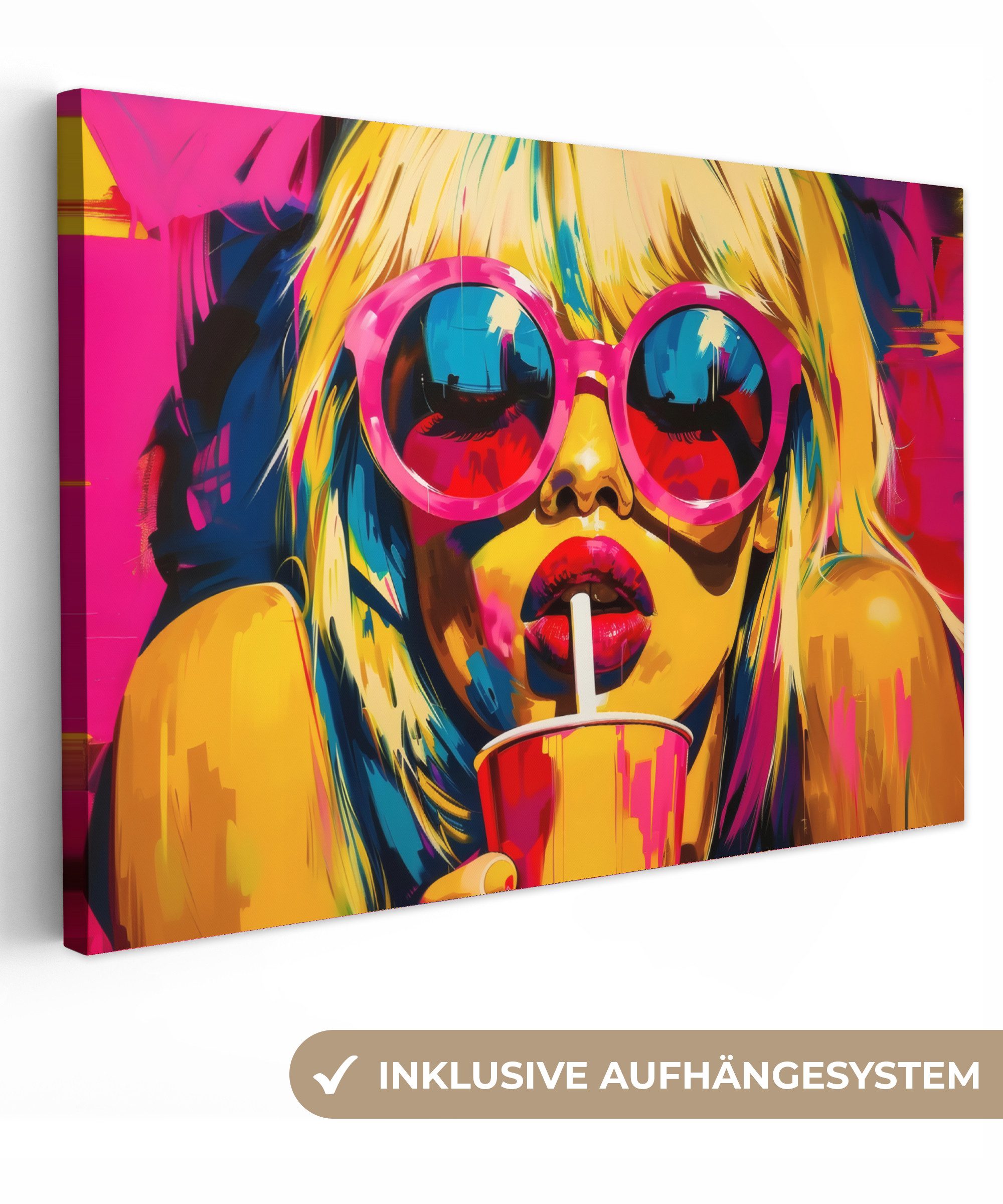OneMillionCanvasses® Leinwandbild Sonnenbrille - Rosa - günstig online kaufen