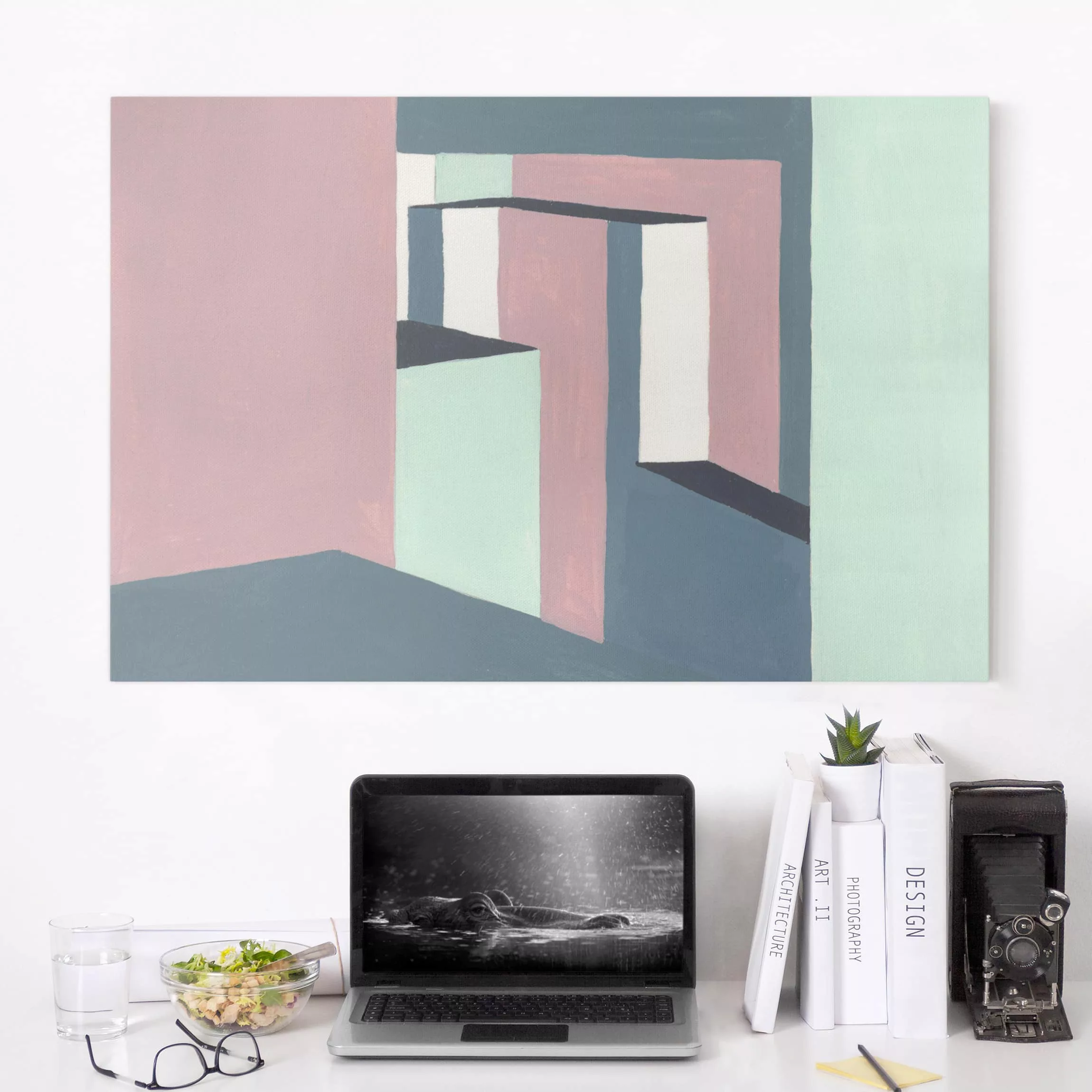 Leinwandbild Abstrakt - Querformat Schatten der Wände III günstig online kaufen