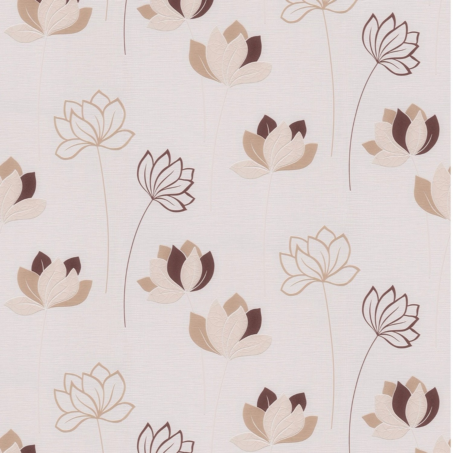 Bricoflor Lotus Tapete Beige Braun Gold Vlies Blumentapete Ideal für Wohnzi günstig online kaufen