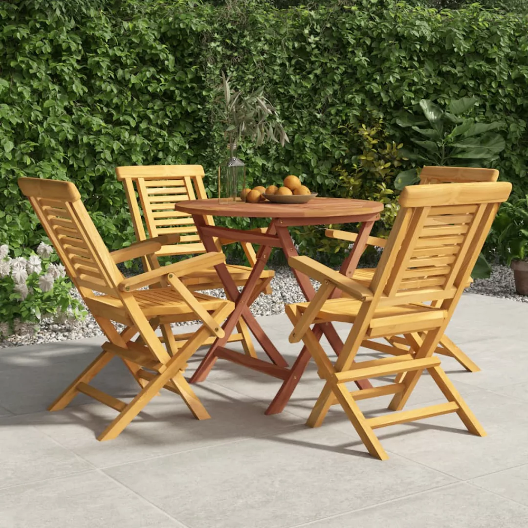 Vidaxl 5-tlg. Garten-essgruppe Massivholz Teak günstig online kaufen