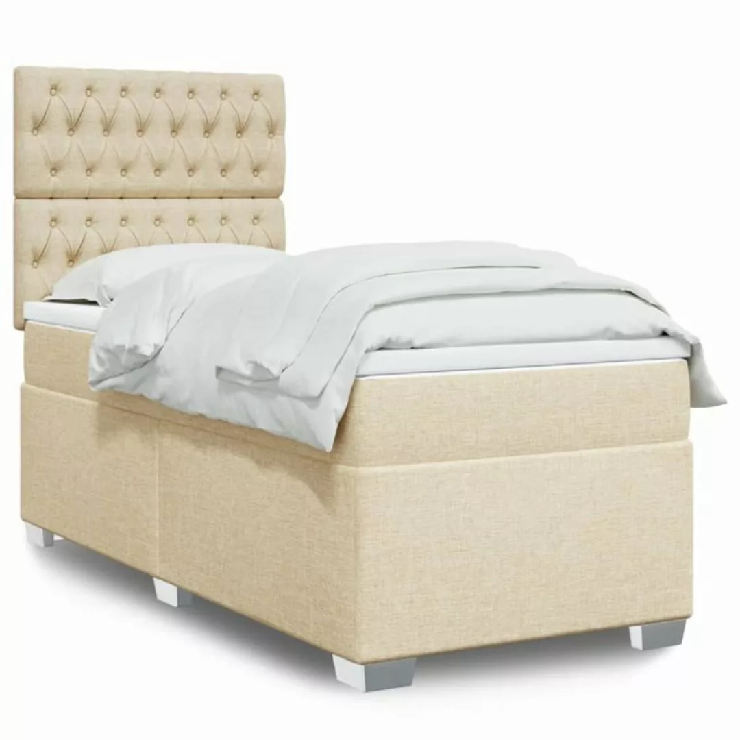 furnicato Bettgestell Boxspringbett mit Matratze Creme 100x200 cm Stoff günstig online kaufen