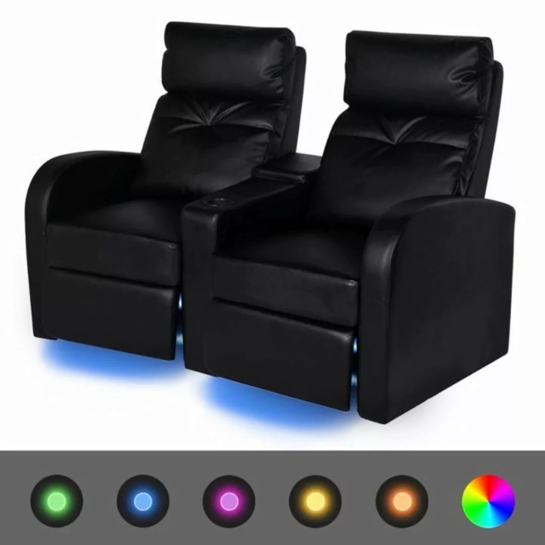 vidaXL Sofa Relaxsessel 2-Sitzer mit LED Kunstleder Schwarz günstig online kaufen