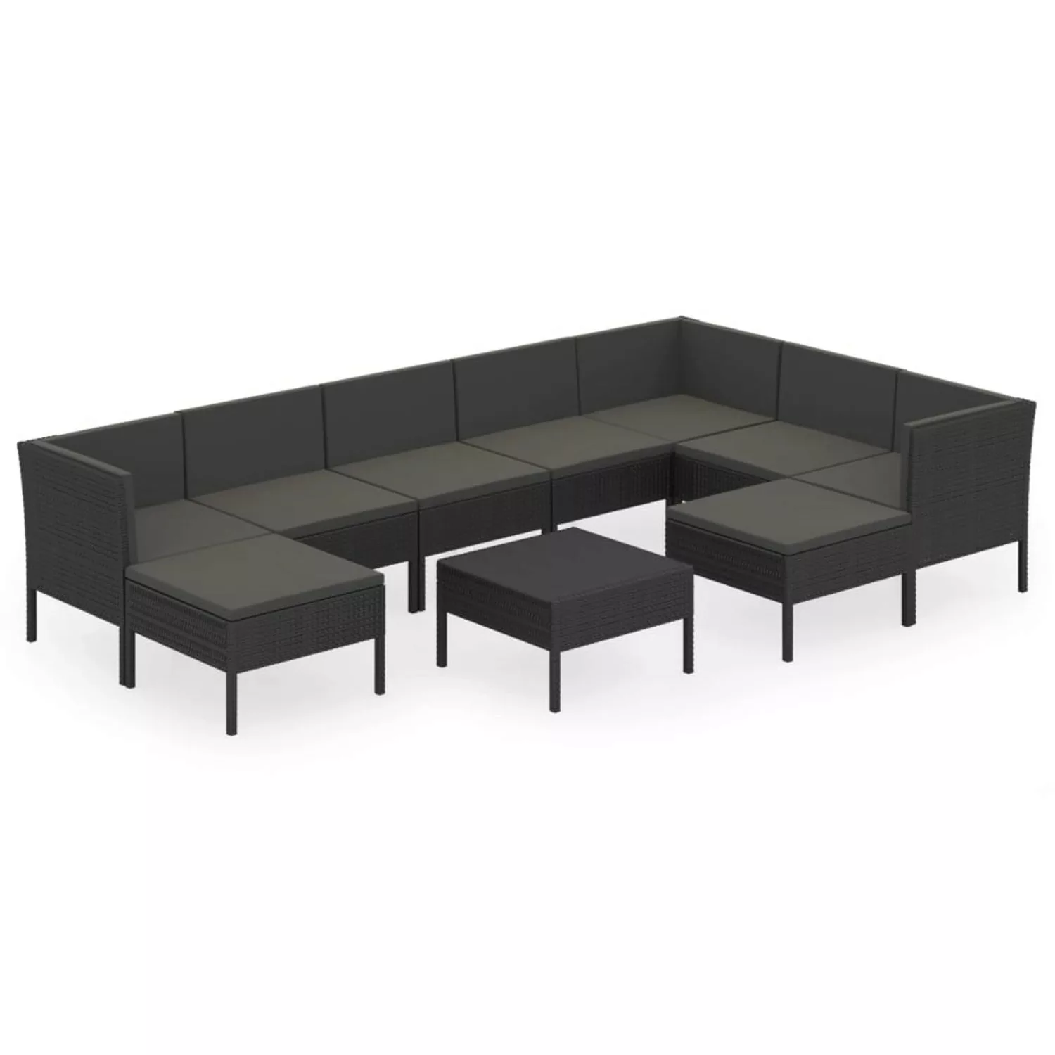 vidaXL 10-tlg Garten-Lounge-Set mit Auflagen Poly Rattan Schwarz Modell 24 günstig online kaufen