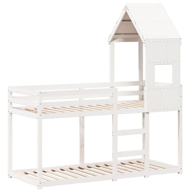 vidaXL Bett Etagenbett mit Dach Weiß 75x190 cm Massivholz Kiefer günstig online kaufen