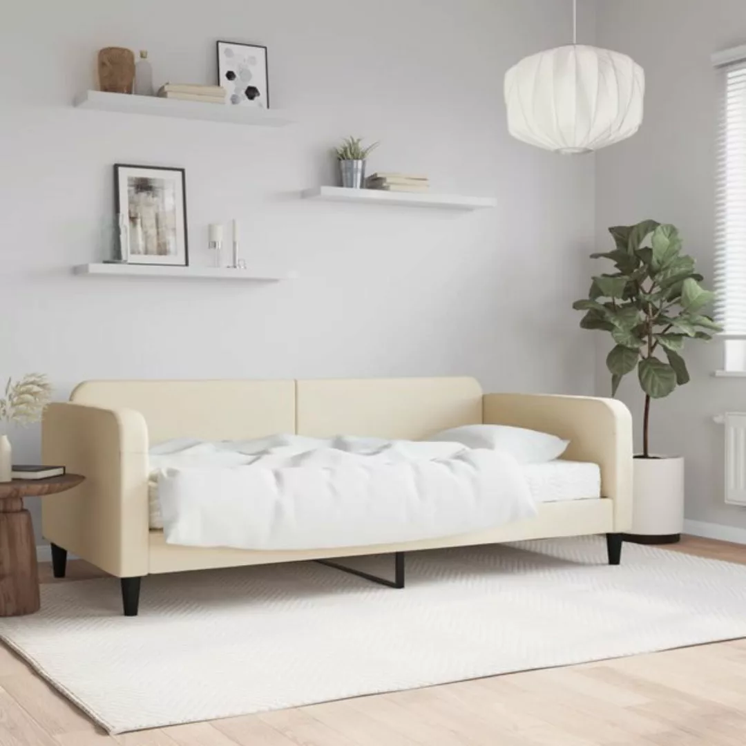 vidaXL Gästebett Gästebett Tagesbett mit Matratze Creme 90x200 cm Stoff Bet günstig online kaufen