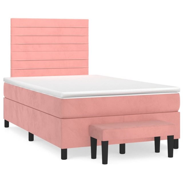 vidaXL Bettgestell Boxspringbett mit Matratze Rosa 120x200 cm Samt Bett Bet günstig online kaufen