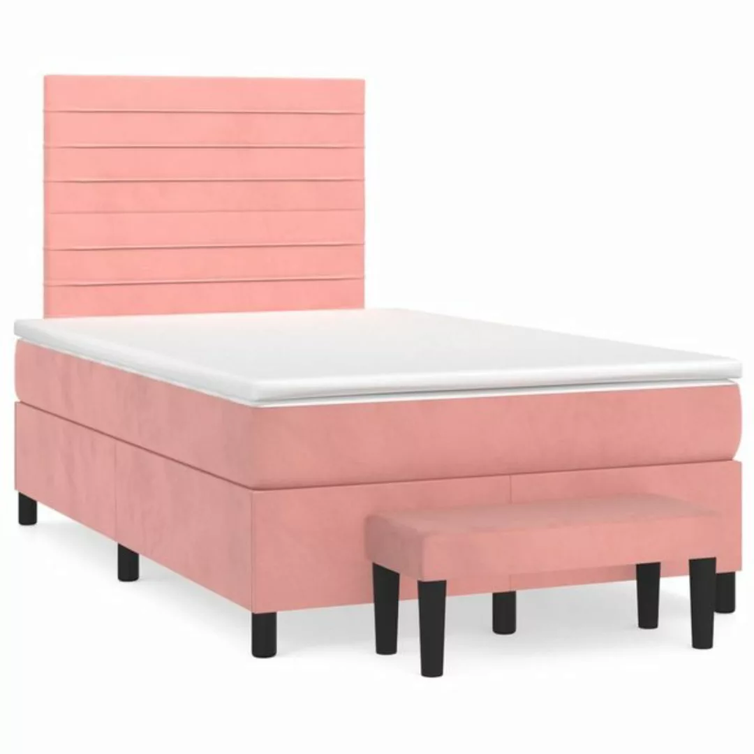 vidaXL Boxspringbett Boxspringbett mit Matratze Rosa 120x200 cm Samt Bett B günstig online kaufen