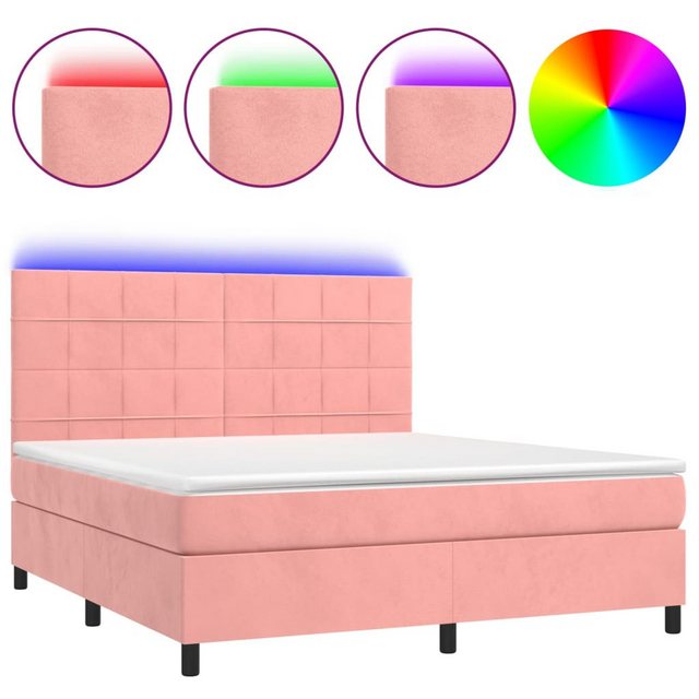 vidaXL Boxspringbett Boxspringbett mit Matratze & LED Samt (160 x 200 cm, R günstig online kaufen