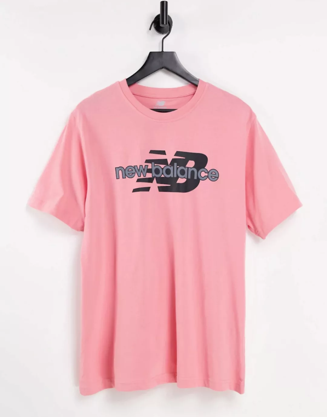 New Balance – T-Shirt in Rosa und Grün mit großem Logo, exklusiv bei ASOS günstig online kaufen