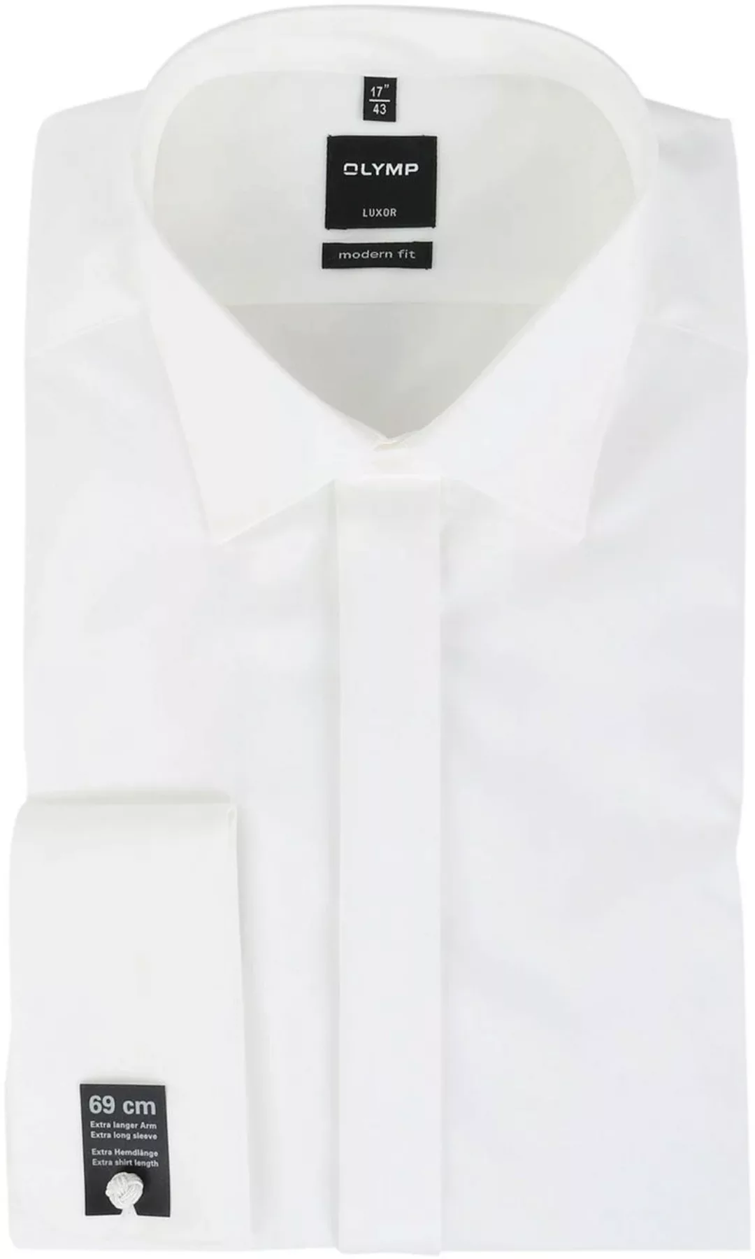 OLYMP Luxor Smokinghemd Extra Langer Arm Off-White Hochzeit - Größe 48 günstig online kaufen