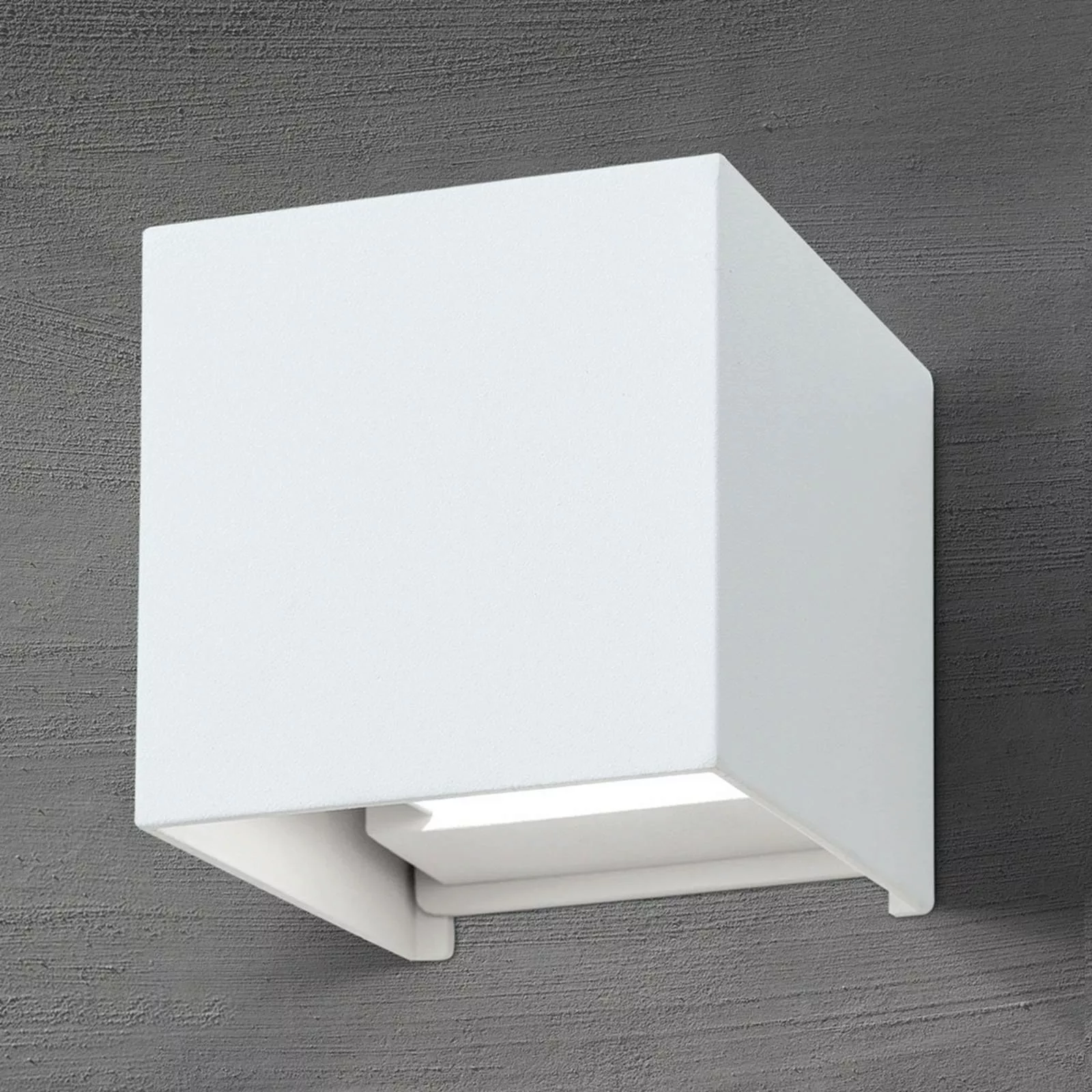 LED-Außenwandleuchte Cube, weiß, Metall, 10 cm, up/down günstig online kaufen