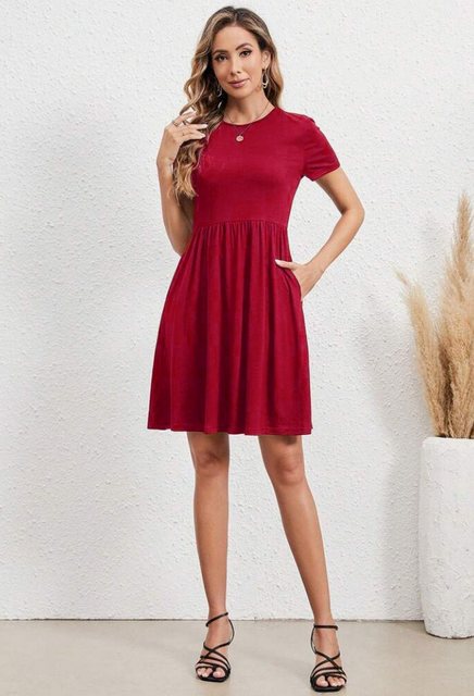 CHENIN Strandkleid Kurzärmliges Kleid mit elastischer Taille (Rundhals-Desi günstig online kaufen