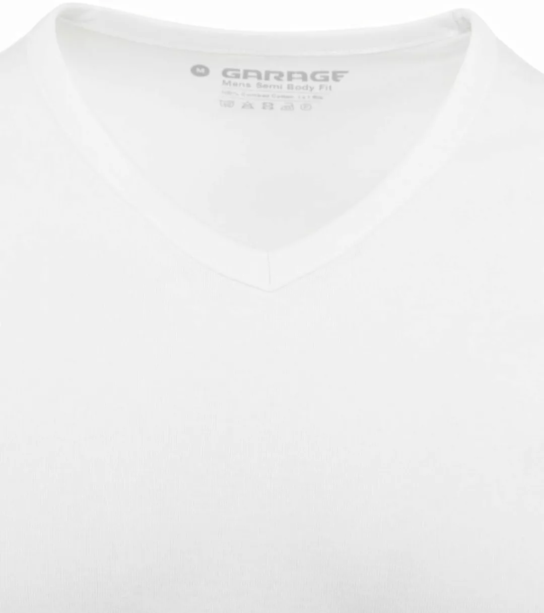 Garage Basic T-Shirt Weiss V-Hals - Größe M günstig online kaufen