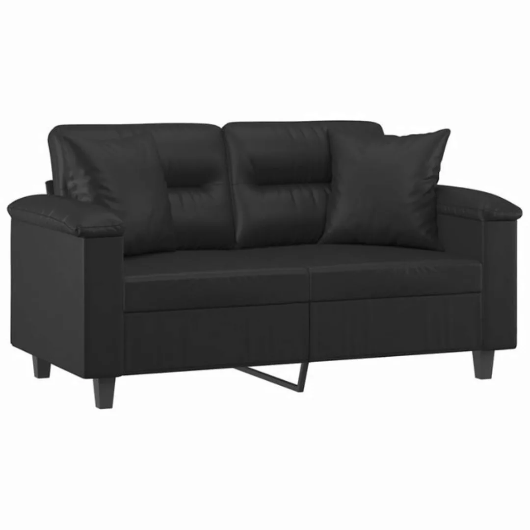 vidaXL Sofa 2-Sitzer-Sofa mit Zierkissen Schwarz 120 cm Kunstleder günstig online kaufen